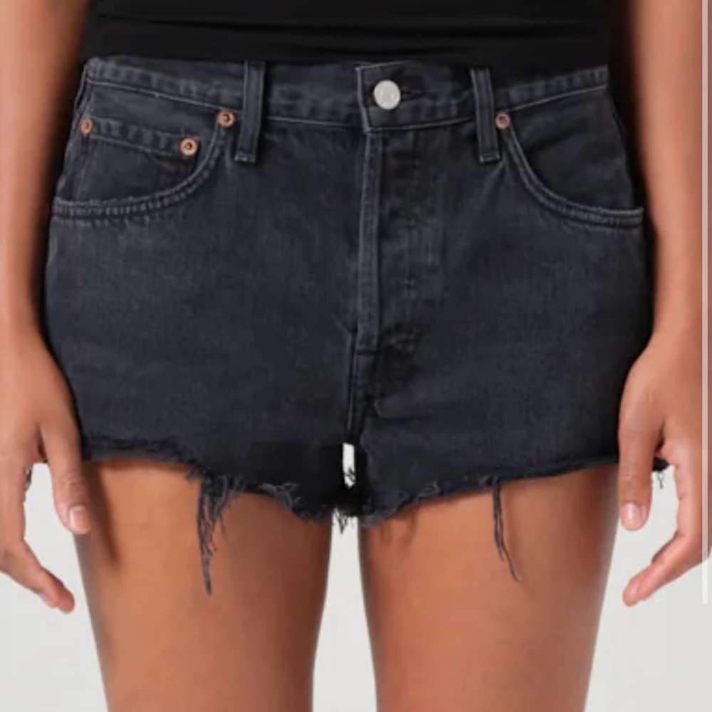 Agolde Parker Cut Off Black Jean Shorts